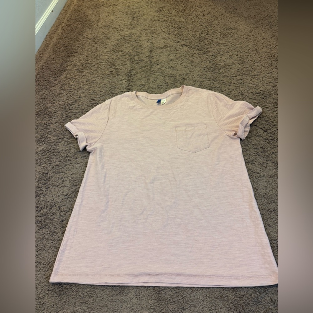 H&M Divided Blush Pink Pocket T Tee Shirt Tunic Length Cotton M